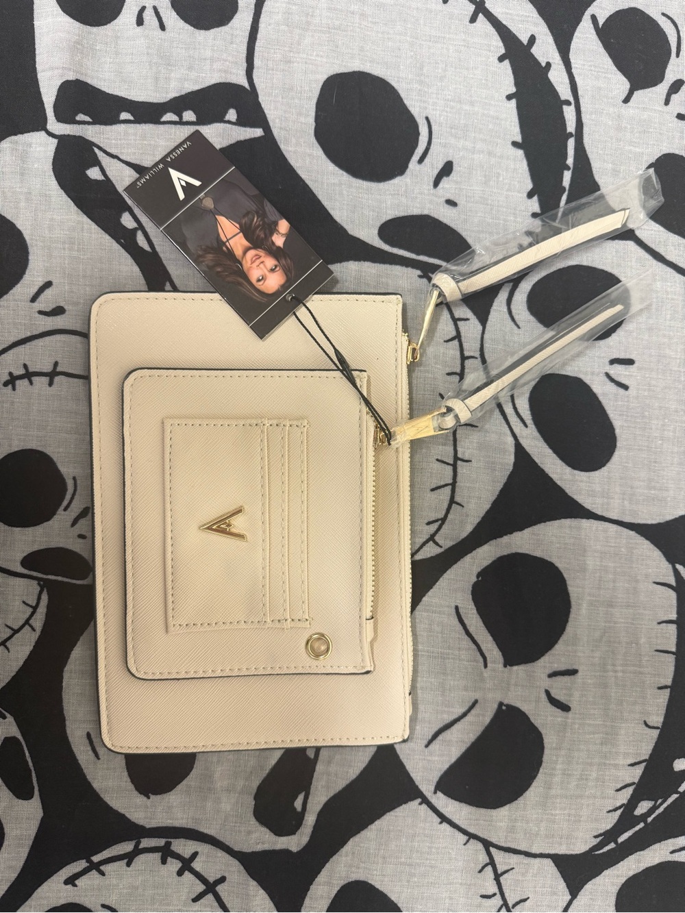 Vanessa Williams Off White Faux Leather Clutch with Card Pockets